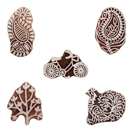 Set of 5 Piece New Mix Wooden Printing Blocks